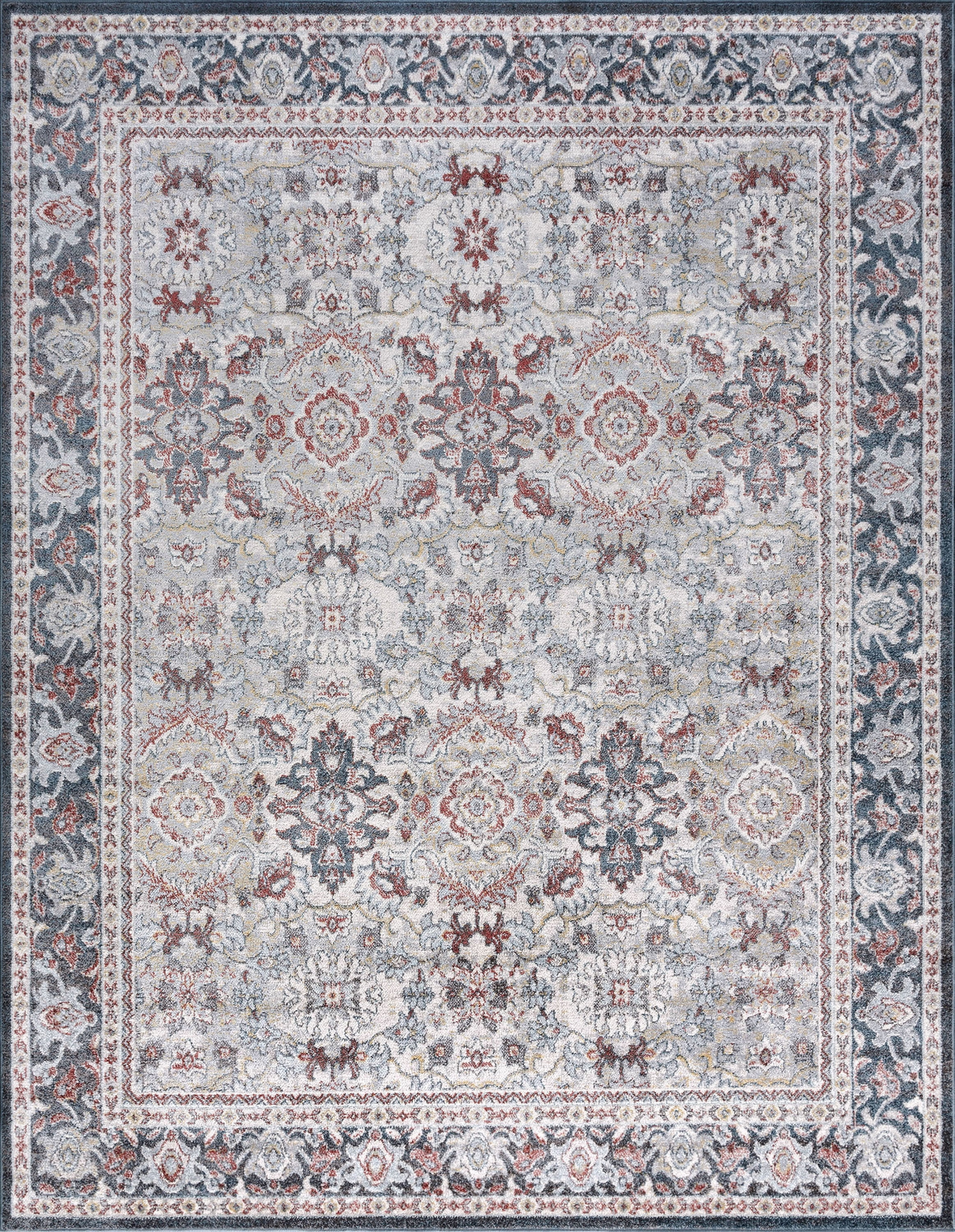 Traditional 5x7 Area Rug (5'3'' x 7'3'') Oriental Beige, Dark Blue Living Room Easy to Clean