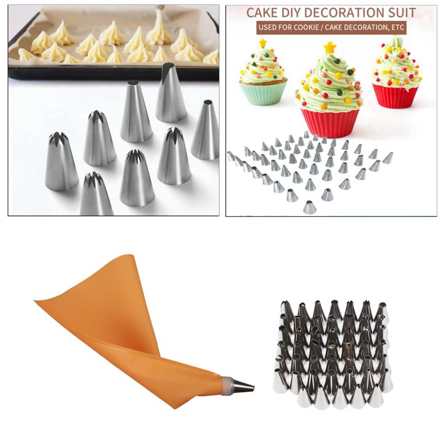 50 Juegos de Manga Pastelera Y Boquillas con 48 Boquillas de material acero Inoxidable, 1 Manga Pastelera de Silicona Reutilizable Y 1 Conector para Decoración naranja perfecl toberas para pastelería