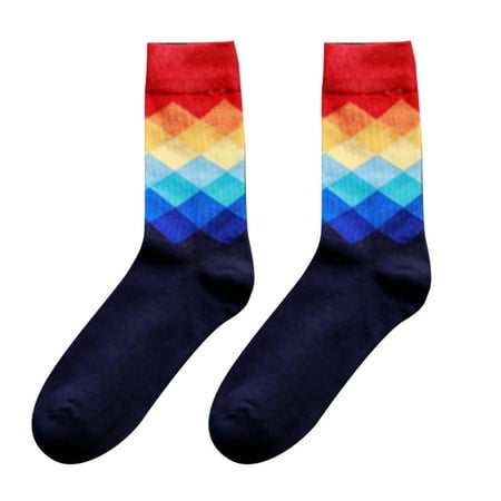 Soft Cotton Argyle Socks - Dilwe Trendy Men Breathable Soft Cotton Dress Socks Anti-sweat Argyle Colorful Socks, Men Cotton Socks, Men Thick Socks