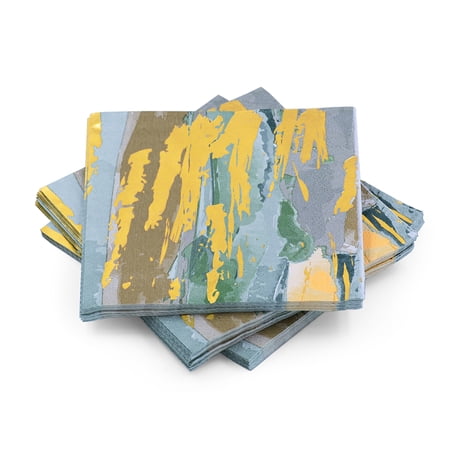 30 Pk, Gold Foil, Green, Gold Cocktail 3-Ply Paper Party Napkins for Holidays, Girls Night, Quinceanera, or Bridal Showers