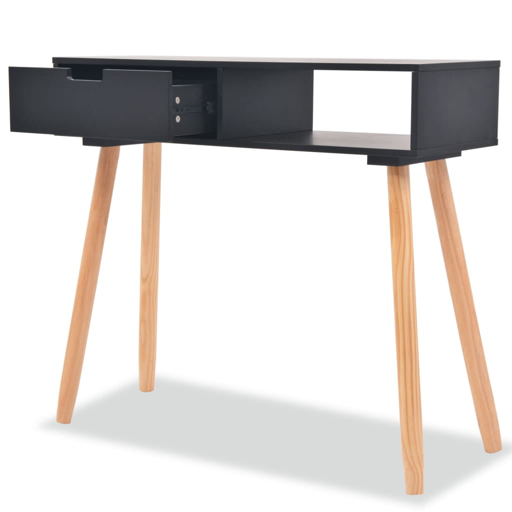 Kepooman Solid Pinewood Side End Tables for Home Office, Black Kepooman Solid Pinewood Side End Tables for Home Office, Black