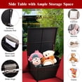 thumbnail image 4 of Gymax 5PCS Patio Rattan Furniture Set Fire Pit Table w/ Cover Storage Cushion Red, 4 of 10