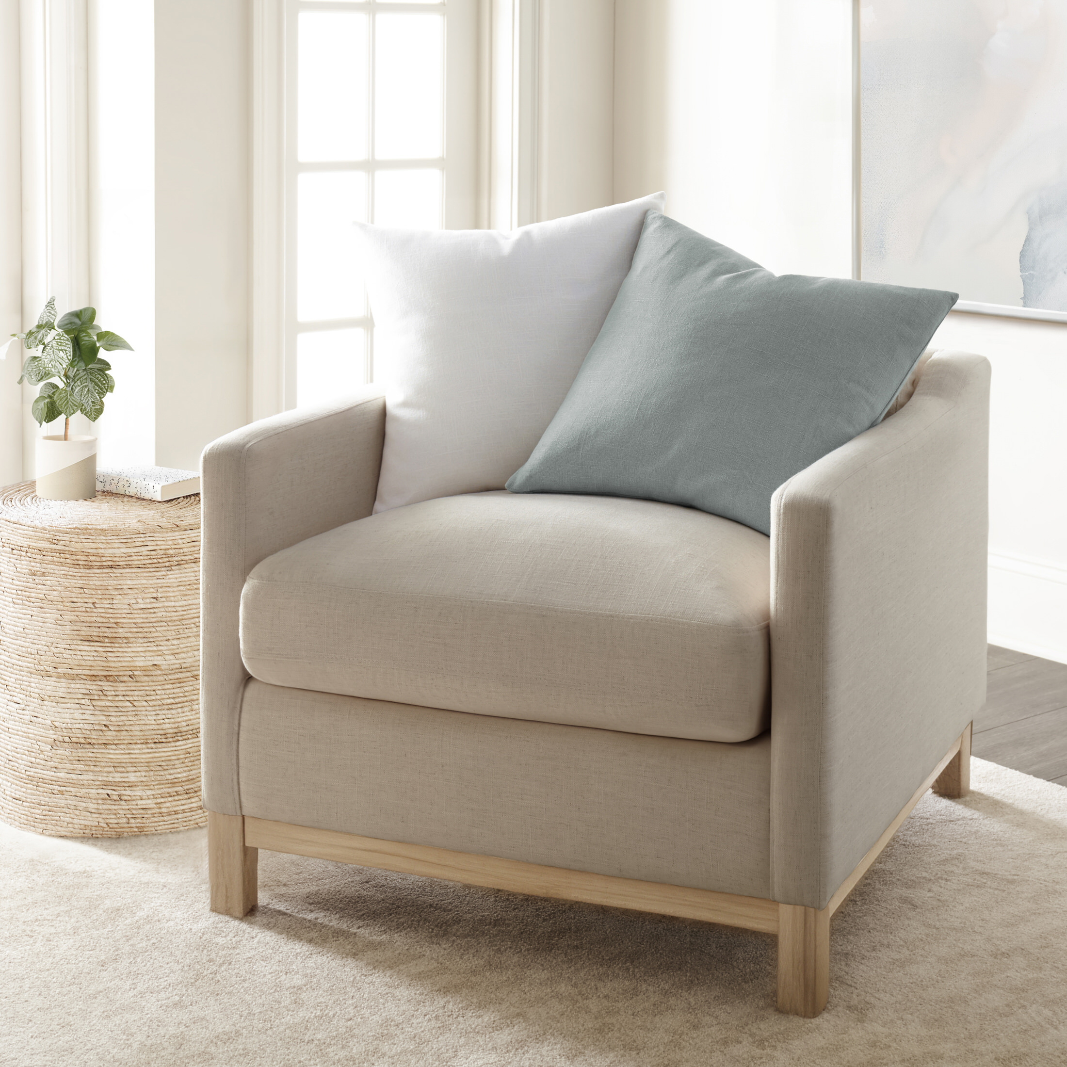 Stone Washed Throw Pillows in Distressed Cotton Solid Blue by Comfort Canopy