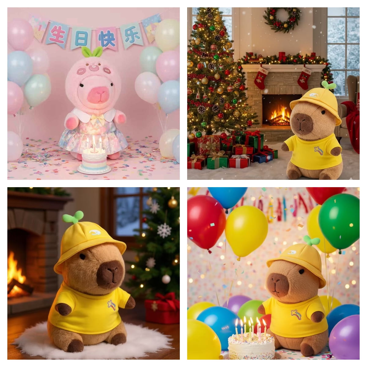 12-Inch Capybara Plush Outfit Set, Knit Sweaters, Hats/Hoods & Mini Bags, 4 Styles (Toy Not Included)