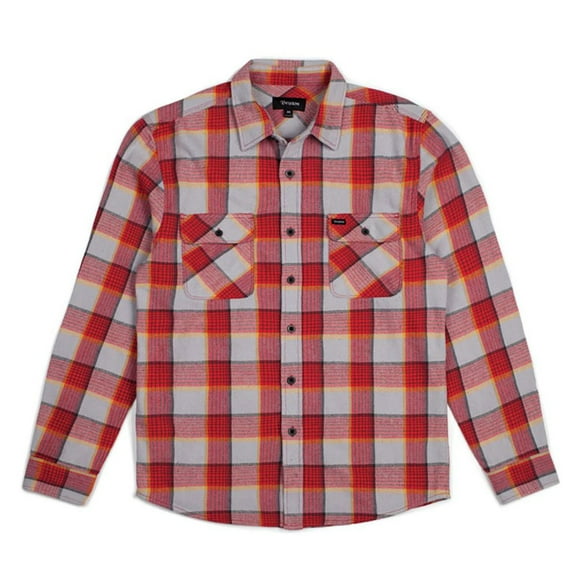 Brixton Bowery Flannel L/S Shirt Red Grey