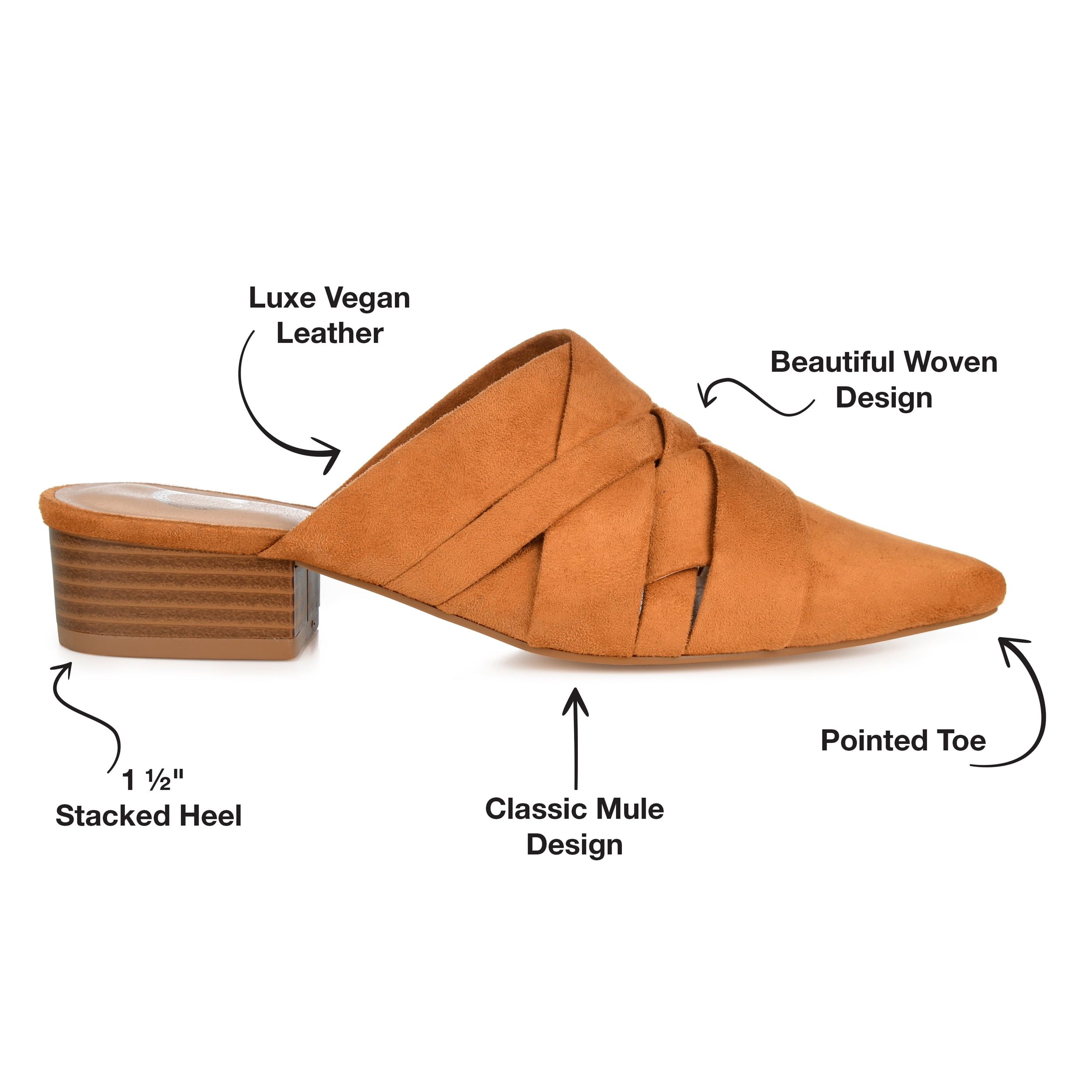 Journee Womens Kalida Slip On Pointed Toe Mules Flats