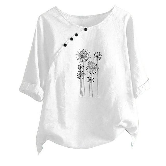 Blouses pour Femmes T-shirt Imprimé Manches Courtes Blouse Col Rond Hauts Décontractés