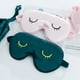 thumbnail image 2 of Antifaz para dormir Antifaz para dormir de seda supersuave y suave para almohada de ojos de viaje para mujeres, hombres, niños, 2 piezas y colores con 2 bolsas rosa + verde JAMW Sencillez, 2 of 5