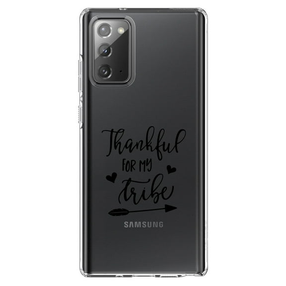 DistinctInk Clear Shockproof Hybrid Case for Galaxy Note 20 ULTRA (6.9" Screen) - TPU Bumper Acrylic Back Tempered Glass Screen Protector - Thankful for My Tribe