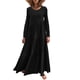 thumbnail image 2 of Vestido maxi en capas,Vestido largo maxi de color puro con cuello redondo para mujer Vestido casual de verano compacto y ligero, 2 of 6