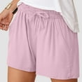thumbnail image 5 of vigerkar 2025 Workout Shorts for Women Comfy Summer Casual Beach Wide Leg High Waisted Drawstring Cotton Shorts Plus Size Hot Pink, S, 5 of 6