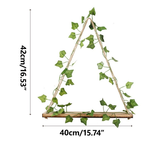 CEHVOM Industrial Style Black Iron Hanger Wood Shelf Flower Stand Plant Shelves Wall Hanging Decorative Rectangle Frame Ceiling Flower Pot Storage Rack Bar Hanging Clearance