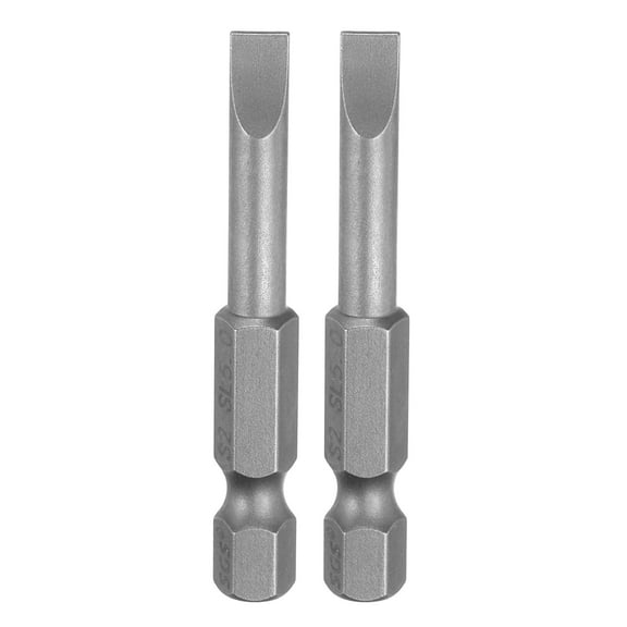 Uxcell 2pcs SL5 Slotted Screwdriver Bits 5mm Slotted Tip 1/4" Hex Shank 50mm (2") Long Magnetic Flat Head S2 Steel Screw Driver Drill Bits Industrial Power Screwdriver Bit