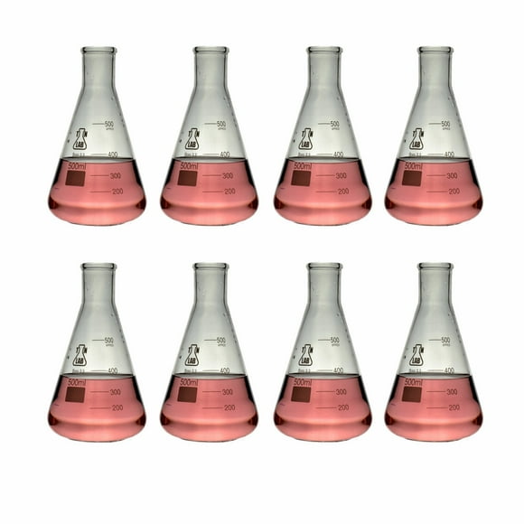 Erlenmeyer Flask Borosilicate Glass Conical Flask 500ml 8-Pack