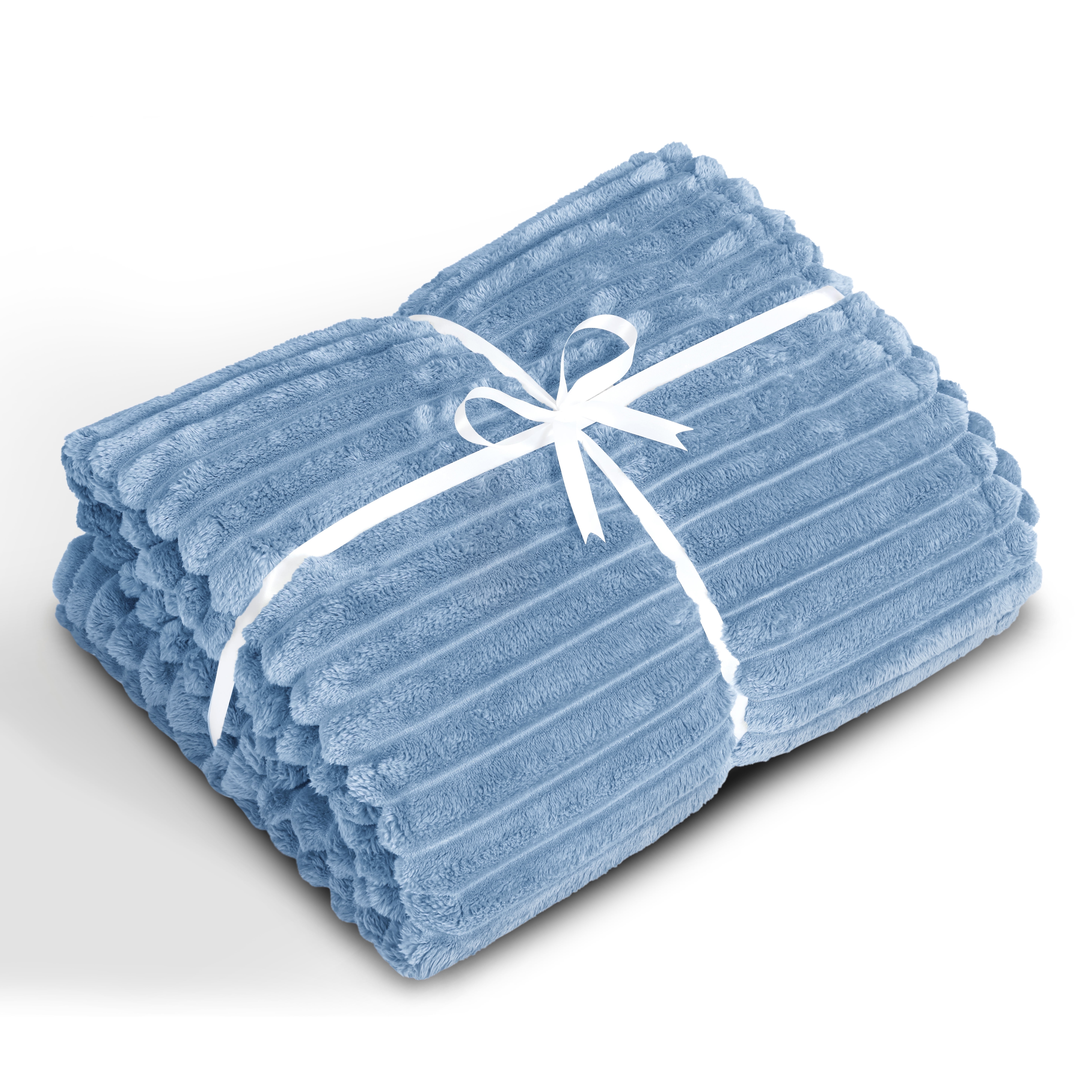 Oversized Queen Blanket for Bed (90”x100”), 400GSM Super Soft & Warm Fleece Throw Blankets for Bed, Couch, Sofa - 3D Ribbed Fluffy Lightweight Blanket All Season&nbsp;Use