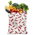 thumbnail image 1 of Sac Fourre-Tout en Toile Chili Motif Légumes Rouges Épicés Illustration Peinture Esthétique Kawaii Dessin Animé Réutilisable Écologique Léger Pliable, 1 of 6