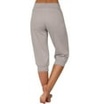 thumbnail image 5 of Olyvenn Capri Pants for Women Stretch High Waisted Yoga Pants Casual Summer Drawstring Capris Buttons Cropped Trousers with Pockets Gray XXL, 5 of 6