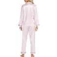 thumbnail image 4 of cfhntfmh Womens Pajama Sets Lounge Long Sleeve Collared Buttons down Shirts Soft Long Pants 2 Piece Striped Sets Sleepwear, 4 of 4