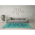 thumbnail image 3 of Ahgly Company Machine Washable Indoor Rectangle Oriental Turquoise Blue Traditional Area Rugs, 7' x 10', 3 of 4