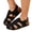 Black, variant on Women's Close Toe Platform Sandals Lightweight Suede Cork Footbed Hollow Out Walking Slide with Back Strap Brown Size 5.5