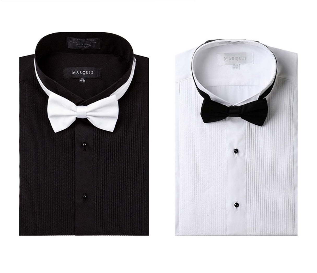 Sunrise Outlet Boys Wingtip Collar Pleated Tuxedo White Shirt Black Bow Tie NTP-BS3005T-WHT