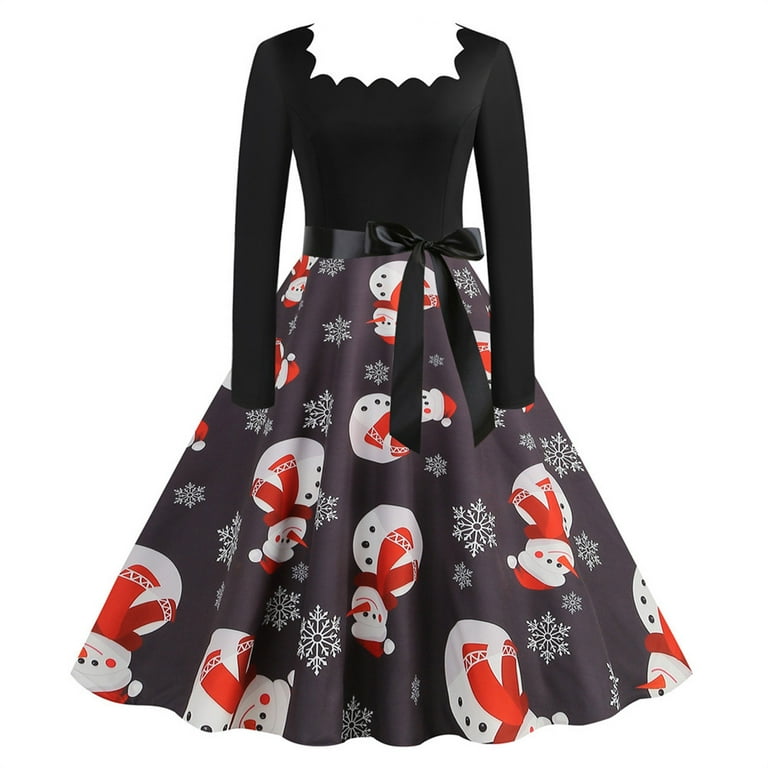 XFLWAM Gothic Retro Dress for Women Irregular Long Sleeve Retro