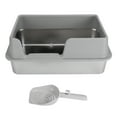 thumbnail image 2 of Stainless Steel Cat Litter Box, Enclosed Large High Sides Metal Litter Box Non Sticky Easy Clean Anti Leakage Steel Kitty Litter Box with Litter Scoop for Medium Small Cats, 2 of 7