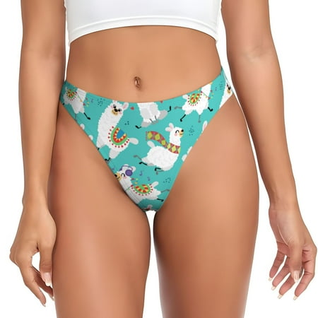Sigee Cartoon Llamas for Women s G-String Panty  Low Rise  Soft Lace Perfect for Everyday Wear or Special Occasions-Small