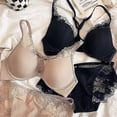 thumbnail image 2 of Bralette francés sexy de encaje con flores para mujer, cierre frontal, sujetador push-up, lencería brillante sin costuras, tirantes ajustables en forma de Y., 2 of 5