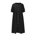 thumbnail image 6 of Turilly Fashion Women AutumnSolid Causal Turndown Collar Long Sleeve Vacation Button Dress, 6 of 6