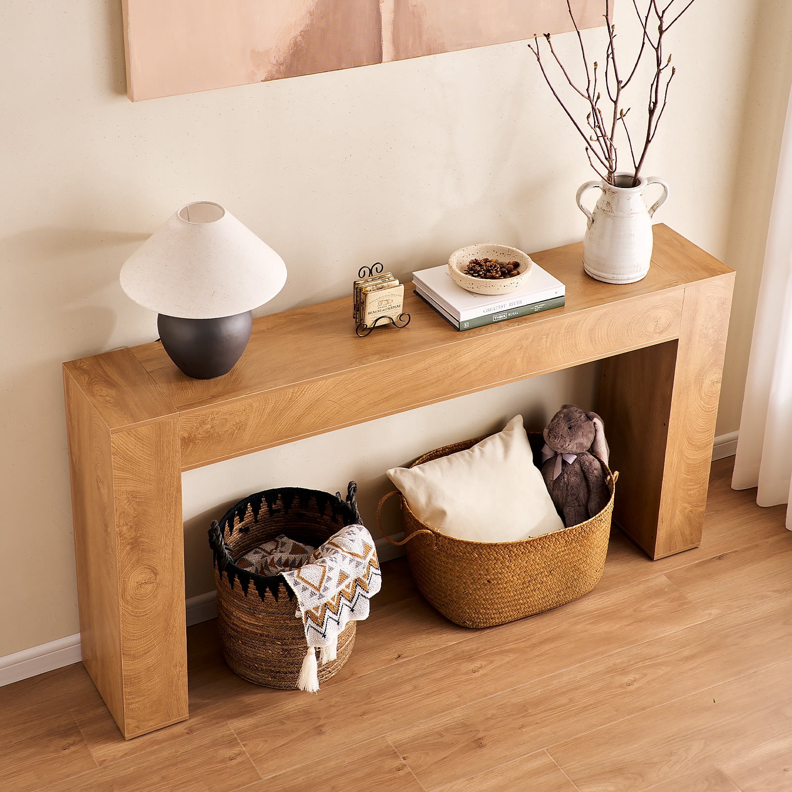 Hearthlight Home 63-Inch Long Console Table, Farmhouse Wooden Sofa Table Behind The Couch, Entryway Table for Entrance, Hallway, Living Room