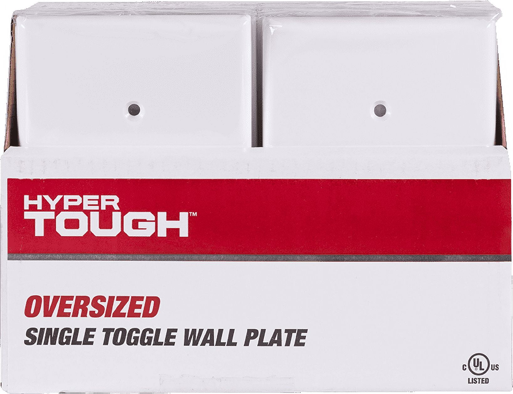 (10 pack) Hyper Tough Oversized Wallplate, Single Switch, White Nylon, 2.8in, 53150