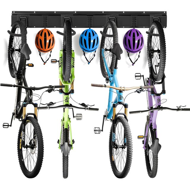 Wallmounted Vertical Adjustable Bike Rack Garage Storage System with Adjustable Hooks Helmets Hooks for Indoor & Home Use, steadyrack bike rack, wall mount bike rack