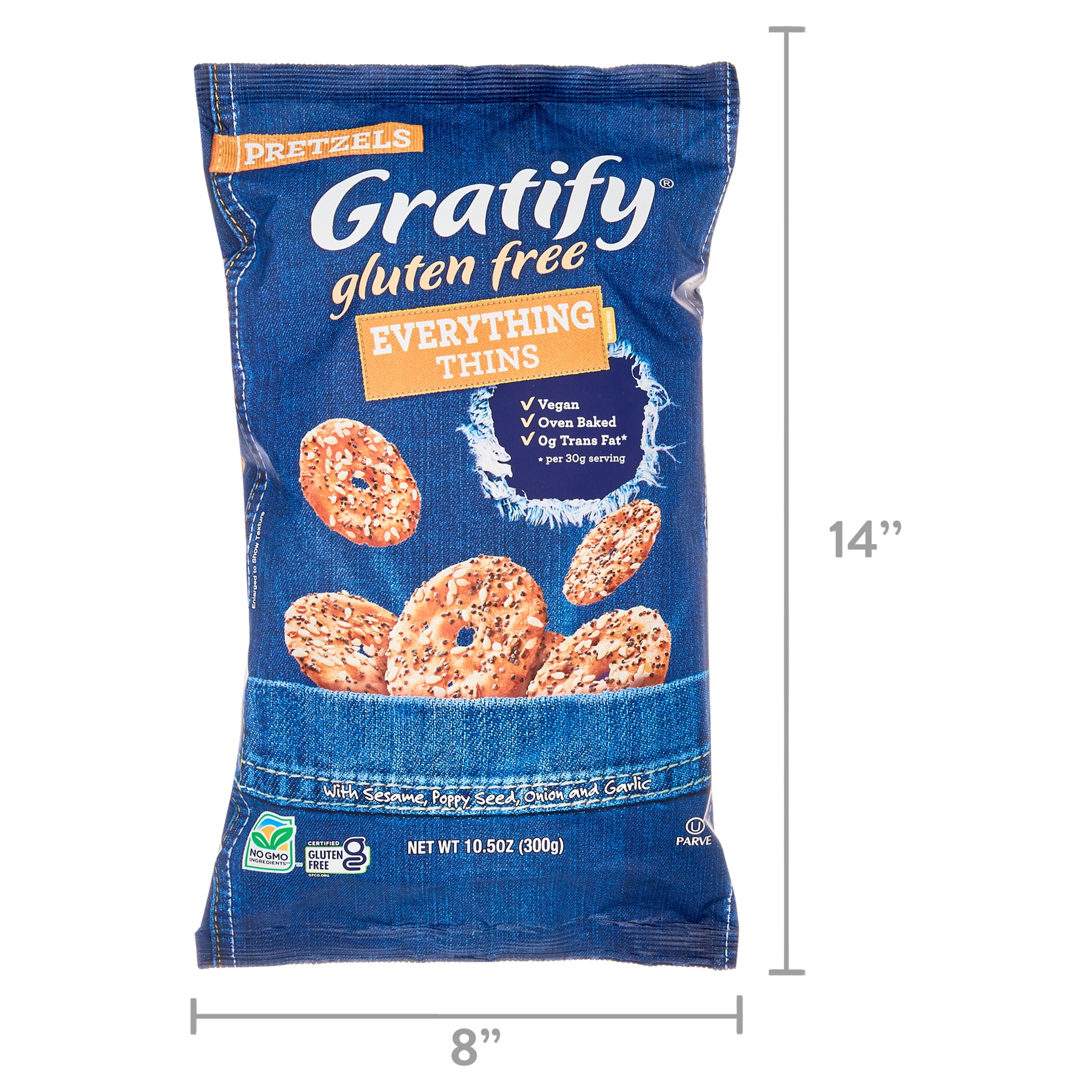 (7 pack) Gratify Gluten Free Pretzels, Thins, Everything, 10.5 Oz
