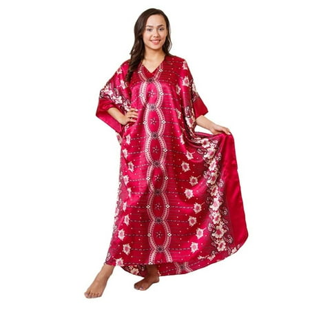 Leaves of Grass, New York Crete floral Italian chiffon kaftan (right)