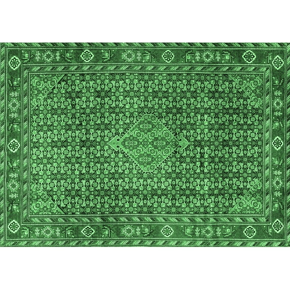 Ahgly Company Indoor Rectangle Persian Emerald Green Traditional Area Rugs, 2' x 5'