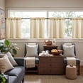 thumbnail image 3 of Striped Linen Kitchen Curtains 24 Inches Length Tier Curtains Farmhouse Modern Cafe Style Small Window Treatments Airy Light Filtering Rod Pocket for Living Room Bathroom 2 Panels Beige, 3 of 8
