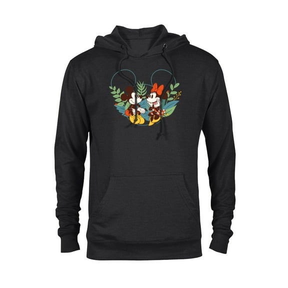 Disney Mickey & Minnie Mouse Spring Chat Botanical Garden - Pullover Hoodie for Adults - Customized-Black