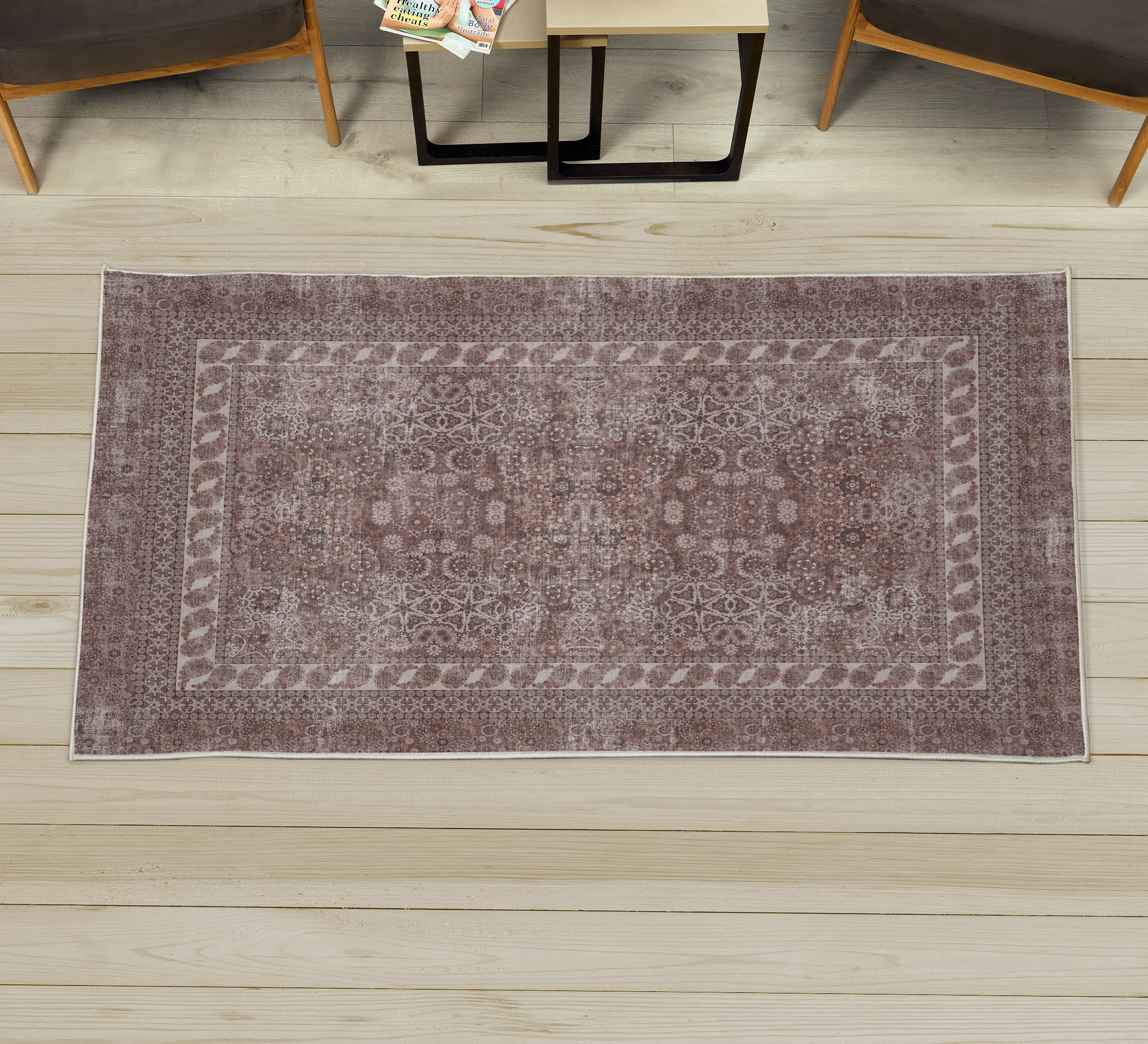 Bohemian Decorative Rug, Ethnic and Asian Design Mandala Inspired Boho Art Flower Blossoms, Quality Carpet for Bedroom Dorm and Living Room, 6 Sizes, Warm Taupe, by Ambesonne - image 1 of 1
