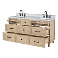 thumbnail image 4 of Ariel Monroe 67 Inch Double Oval Sink Bathroom Vanity With Italian Carrara Marble Countertop 1.5 inch Edge In Oak, 4 of 7