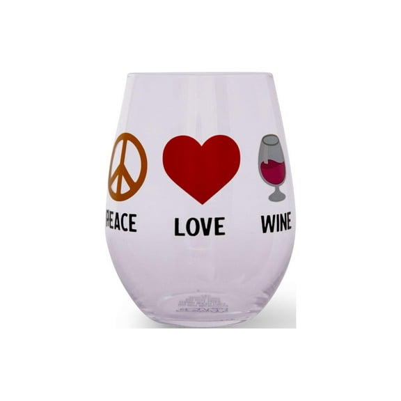 "Peace Love Wine" Oversized Stemless Wine Glass | Holds 20 Ounces