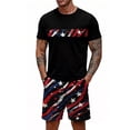 thumbnail image 2 of GrmtClth Usa Flag 2 Piece Outfits for Men Patriotic 1776-2026 T-Shirt and Shorts Set Lightweight Short Sleeve Outfit Trendy Elastic Drawstring Clothes Watermelon Red L, 2 of 4