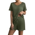 thumbnail image 2 of EKOUAER 2 Piece Lounge Set Ribbed Knit Loungewear Sleeveless Tank Plus Sizes Sleepwear Short Set, 2 of 6