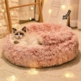 thumbnail image 5 of Cat Bed Round Soft Plush Burrowing Cave Hooded Cat Bed Donut for Dogs & Cats, Faux Fur Cuddler Round Comfortable Self Warming Pet Bed, 5 of 6