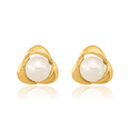 thumbnail image 5 of 14K Solid Yellow Gold 5mm White Button Freshwater Cultured Pearl Stud Earrings, 5 of 10