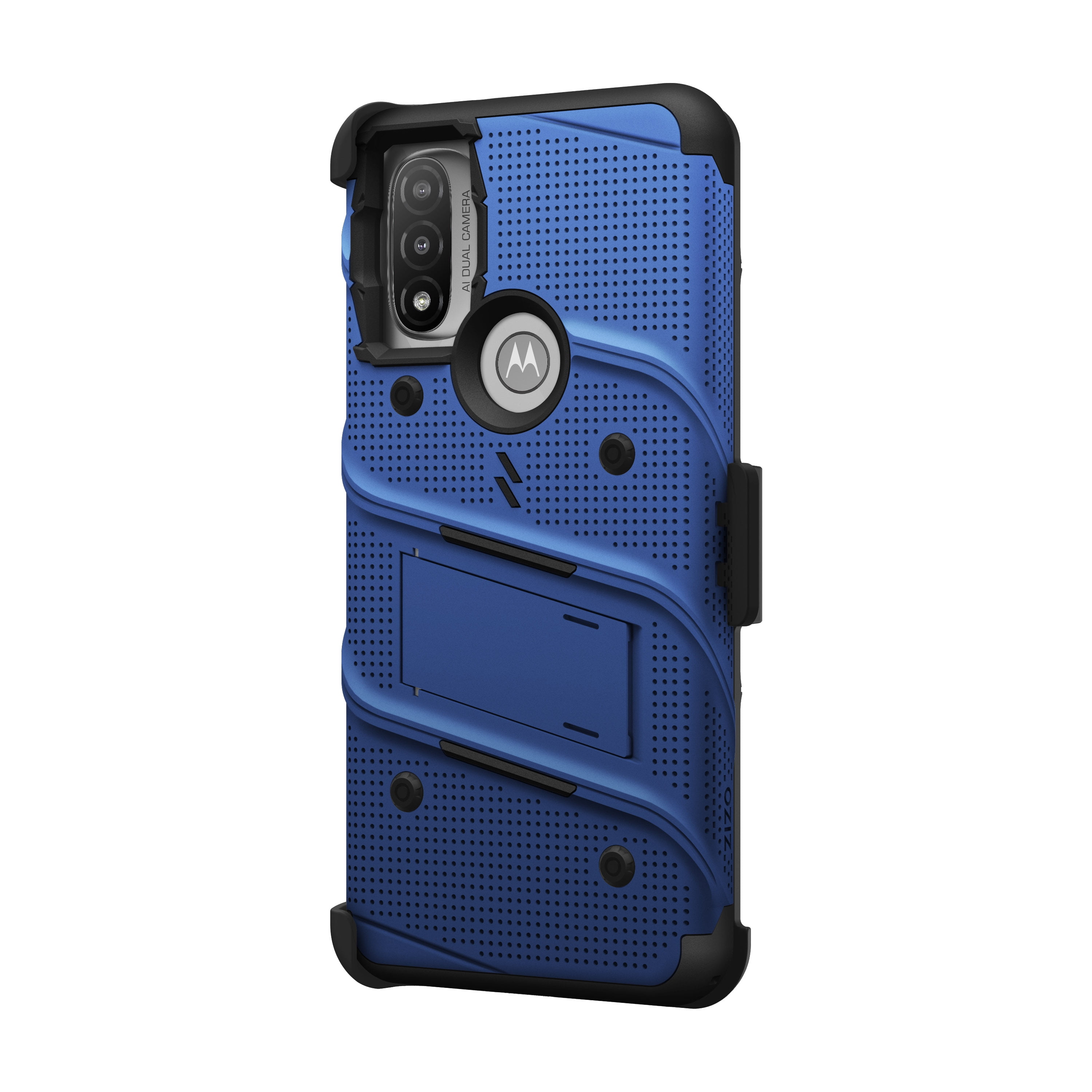 ZIZO BOLT Bundle for Moto G Power 2022 Case with Screen Protector Kickstand Holster Lanyard - Blue