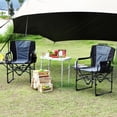 thumbnail image 5 of Kicctian 2 Pack  Folding Directors Camping Chairs with Side Table, Heavy Duty 400 lbs Capacity Portable Outdoor Lawn Chair , Cup Holder & Storage Pocket for Beach, Fishing, Picnic,Black, 5 of 6