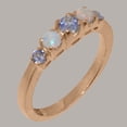 thumbnail image 2 of LBG British Made 14k Rose Gold Natural Tanzanite & Opal Womens band Ring - 33 size options - Size 10, 2 of 7