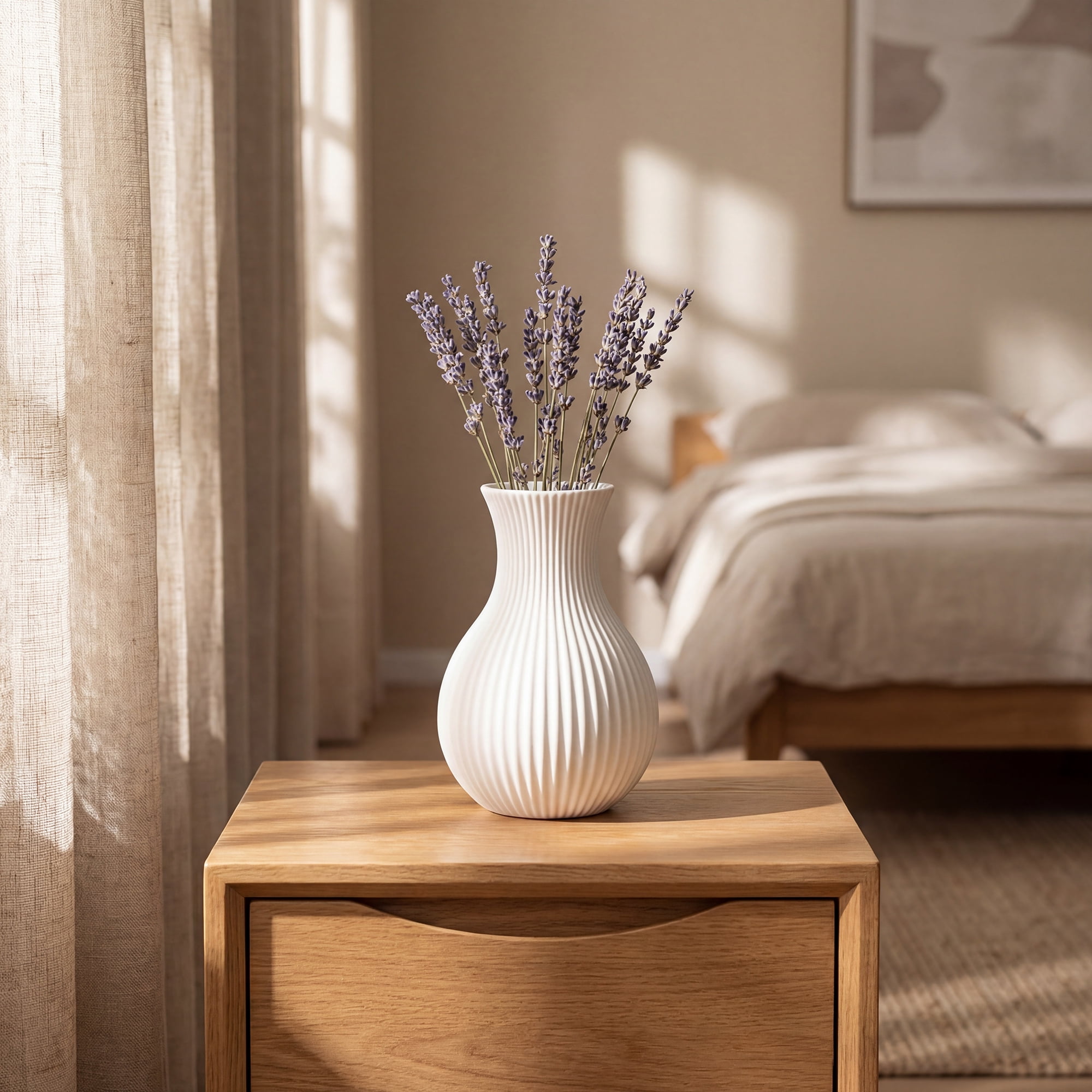 Unique Bargains Modern Ceramic Matte Ribbed Flower Vase White 3.5" x 3.5" x 5.1"