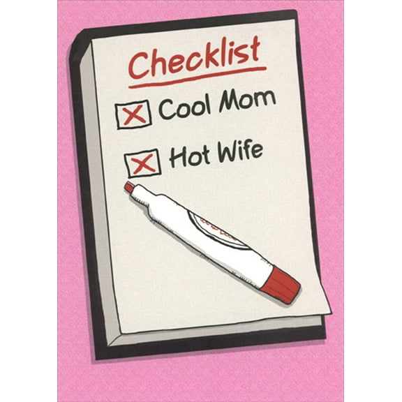 RSVP Cool Mom, Hot Wife Checklist Humorous : Funny Mother's Day Card for Wife
